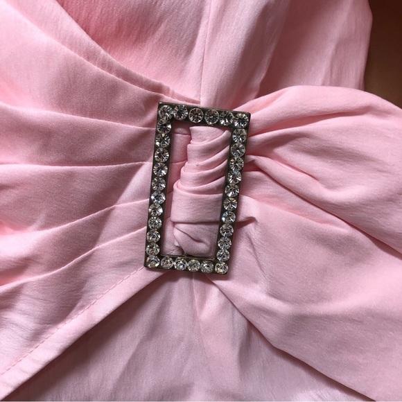 Veronique Young tie-waist formal blouse Pink Bling Detail Size 4 NWT - Picture 3 of 8